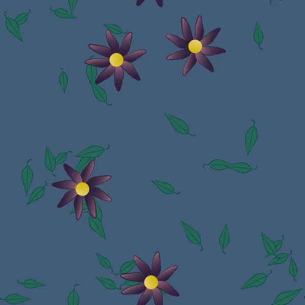 Illustration Vectorielle Pétales Fleurs Été Avec Feuilles Fond Botanique — Image vectorielle