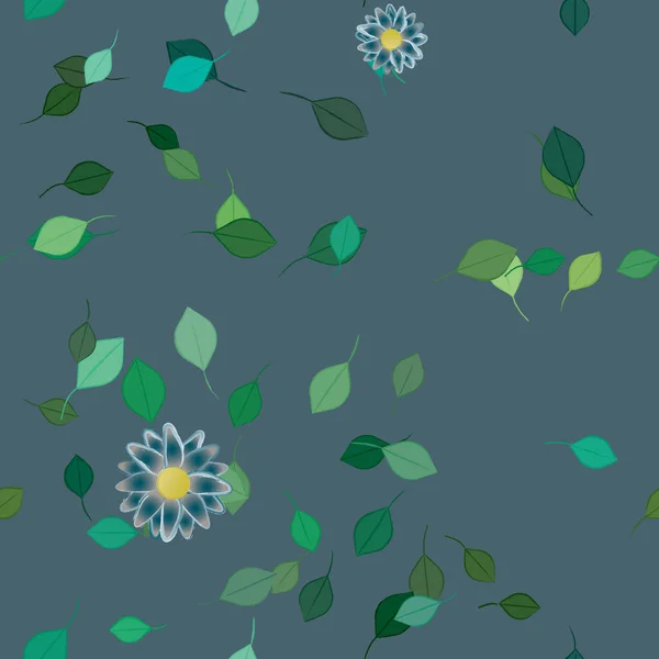 Vektor Illustration Von Sommerblumen Blütenblätter Mit Blättern Botanischer Hintergrund — Stockvektor