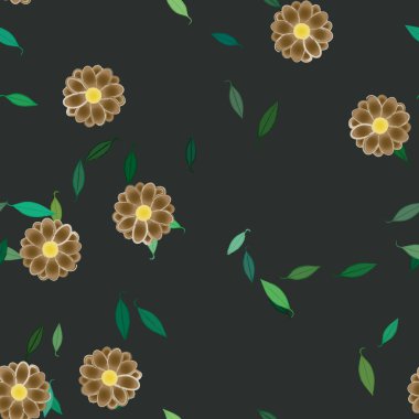 Yeşil yapraklı soyut çiçekler pürüzsüz arkaplan, vektör illüstrasyonu