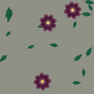 Yeşil yapraklı soyut çiçekler pürüzsüz arkaplan, vektör illüstrasyonu