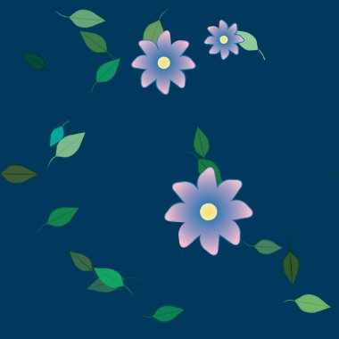 Yeşil yapraklı soyut çiçekler pürüzsüz arkaplan, vektör illüstrasyonu