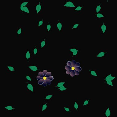 Yeşil yapraklı soyut çiçekler pürüzsüz arkaplan, vektör illüstrasyonu
