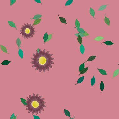 Yeşil yapraklı soyut çiçekler pürüzsüz arkaplan, vektör illüstrasyonu