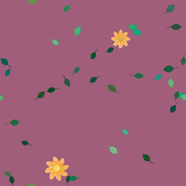 Yeşil yapraklı soyut çiçekler pürüzsüz arkaplan, vektör illüstrasyonu