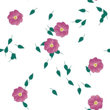 Yeşil yapraklı soyut çiçekler pürüzsüz arkaplan, vektör illüstrasyonu