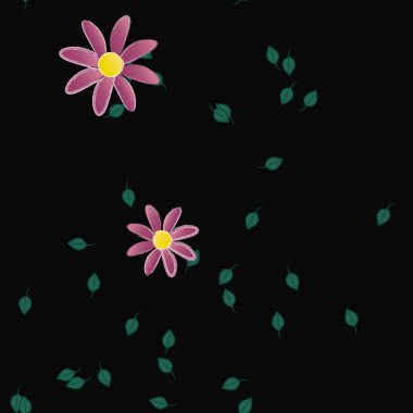 Yeşil yapraklı soyut çiçekler pürüzsüz arkaplan, vektör illüstrasyonu