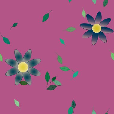 Yeşil yapraklı soyut çiçekler pürüzsüz arkaplan, vektör illüstrasyonu