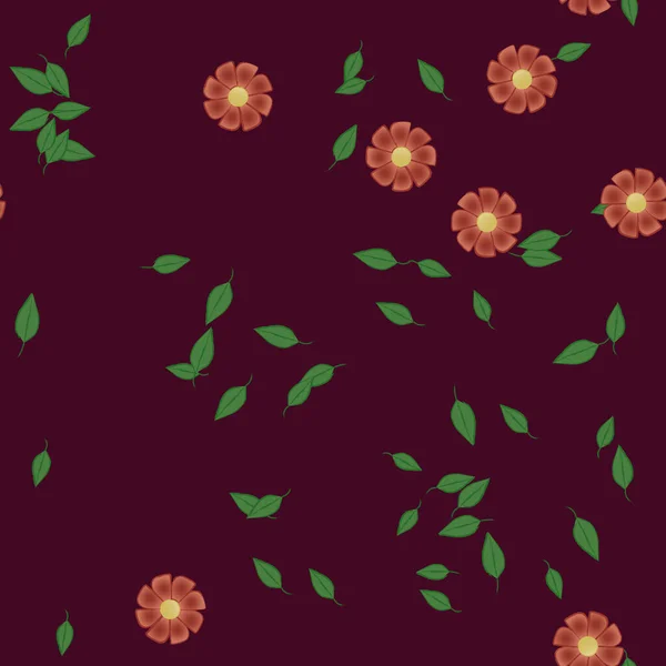 Flores Abstractas Con Hojas Verdes Fondo Sin Costuras Ilustración Vectorial — Vector de stock