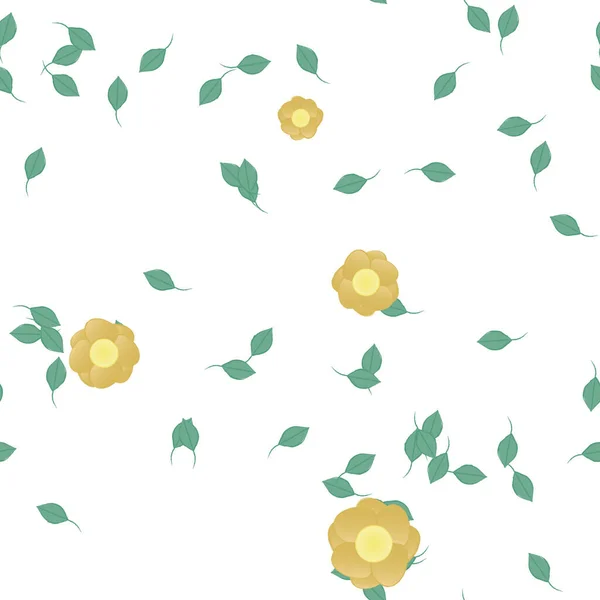 Flores Abstractas Con Hojas Verdes Fondo Sin Costuras Ilustración Vectorial — Archivo Imágenes Vectoriales