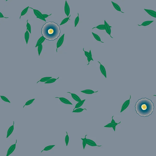 Flores Abstractas Con Hojas Verdes Fondo Sin Costuras Ilustración Vectorial — Vector de stock