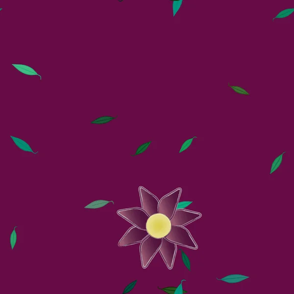 Flores Abstractas Con Hojas Verdes Fondo Sin Costuras Ilustración Vectorial — Archivo Imágenes Vectoriales