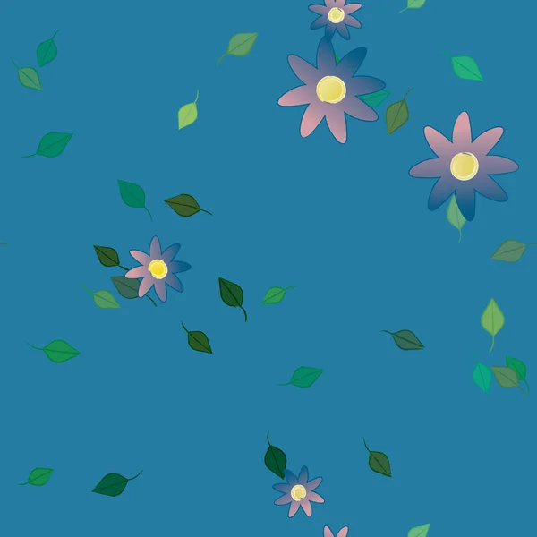 Fleurs Abstraites Avec Feuilles Vertes Fond Sans Couture Illustration Vectorielle — Image vectorielle