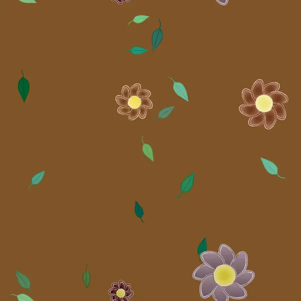 Fleurs Abstraites Avec Feuilles Vertes Fond Sans Couture Illustration Vectorielle — Image vectorielle