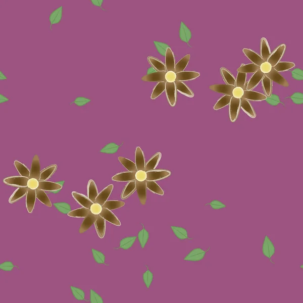 Fleurs Abstraites Avec Feuilles Vertes Fond Sans Couture Illustration Vectorielle — Image vectorielle