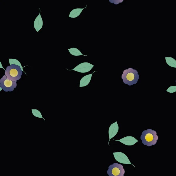 Абстрактные Цветы Зелеными Листьями Бесшовный Фон Векторная Иллюстрация — стоковый вектор