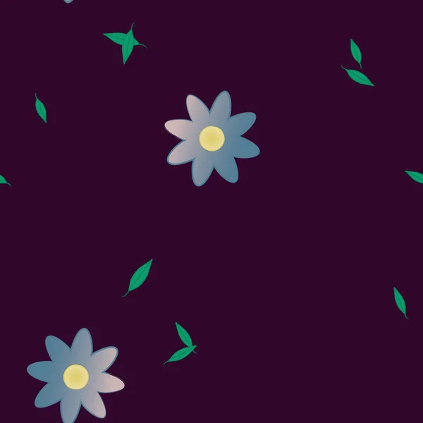 Fleurs Abstraites Avec Feuilles Vertes Fond Sans Couture Illustration Vectorielle — Image vectorielle