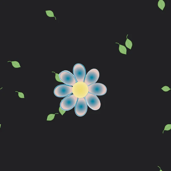 Flores Abstractas Con Hojas Verdes Fondo Sin Costuras Ilustración Vectorial — Archivo Imágenes Vectoriales