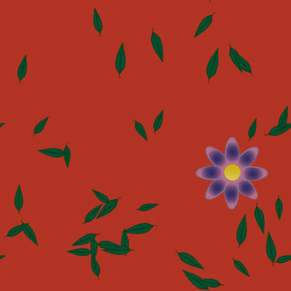 Flores Abstractas Con Hojas Verdes Fondo Sin Costuras Ilustración Vectorial — Archivo Imágenes Vectoriales