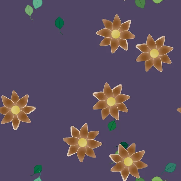 Fleurs Abstraites Avec Feuilles Vertes Fond Sans Couture Illustration Vectorielle — Image vectorielle