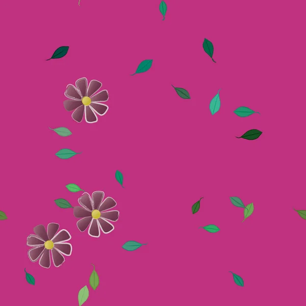 Fleurs Abstraites Avec Feuilles Vertes Fond Sans Couture Illustration Vectorielle — Image vectorielle