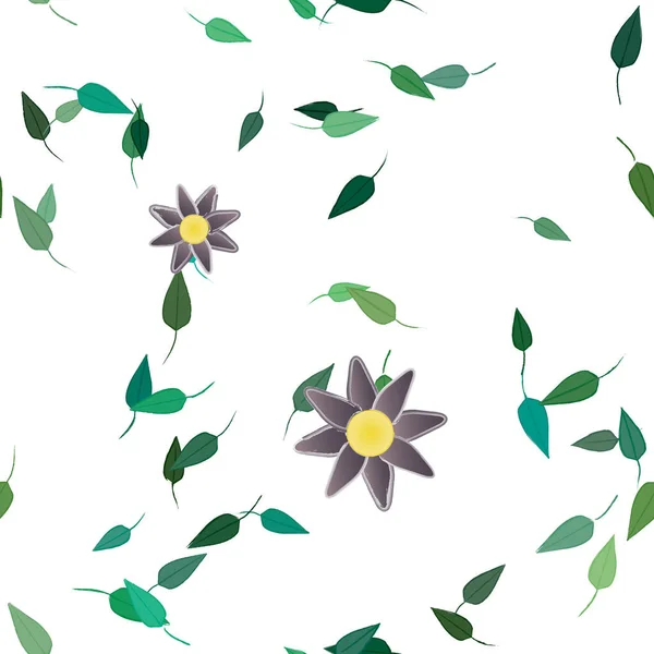 Abstrakte Blomster Med Grønne Blader Sømløs Bakgrunn Vektorillustrasjon – stockvektor