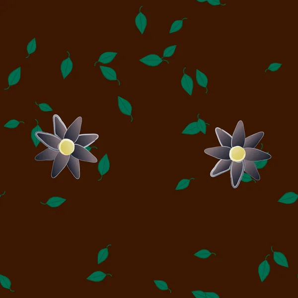 Flores Abstractas Con Hojas Verdes Fondo Sin Costuras Ilustración Vectorial — Vector de stock