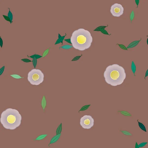 Flores Abstractas Con Hojas Verdes Fondo Sin Costuras Ilustración Vectorial — Vector de stock