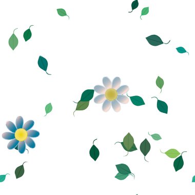 Yeşil yapraklı soyut çiçekler pürüzsüz arkaplan, vektör illüstrasyonu