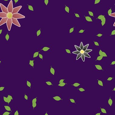 Yeşil yapraklı soyut çiçekler pürüzsüz arkaplan, vektör illüstrasyonu