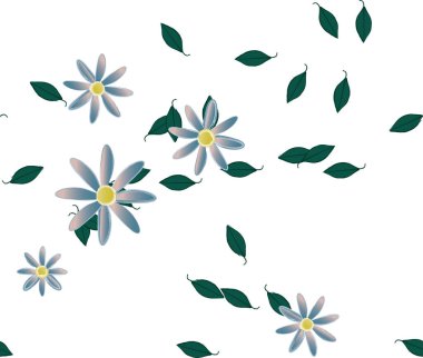 Yeşil yapraklı soyut çiçekler pürüzsüz arkaplan, vektör illüstrasyonu