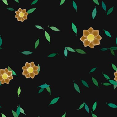 Yeşil yapraklı soyut çiçekler pürüzsüz arkaplan, vektör illüstrasyonu