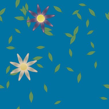 Yeşil yapraklı soyut çiçekler pürüzsüz arkaplan, vektör illüstrasyonu