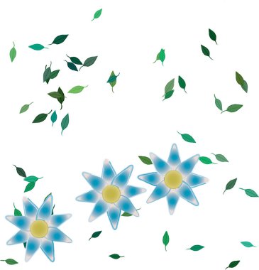 Yeşil yapraklı soyut çiçekler pürüzsüz arkaplan, vektör illüstrasyonu