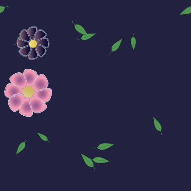 Yeşil yapraklı soyut çiçekler pürüzsüz arkaplan, vektör illüstrasyonu