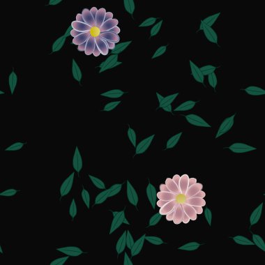 Yeşil yapraklı soyut çiçekler pürüzsüz arkaplan, vektör illüstrasyonu