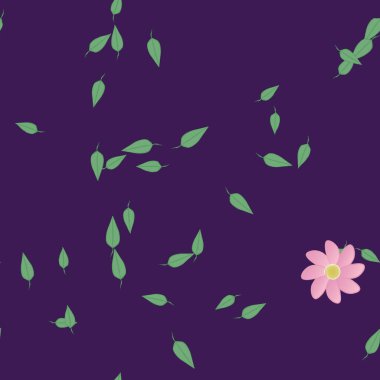 Yeşil yapraklı soyut çiçekler pürüzsüz arkaplan, vektör illüstrasyonu