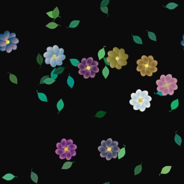 Yeşil yapraklı soyut çiçekler pürüzsüz arkaplan, vektör illüstrasyonu