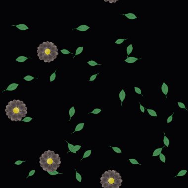 Yeşil yapraklı soyut çiçekler pürüzsüz arkaplan, vektör illüstrasyonu