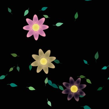 Yeşil yapraklı soyut çiçekler pürüzsüz arkaplan, vektör illüstrasyonu