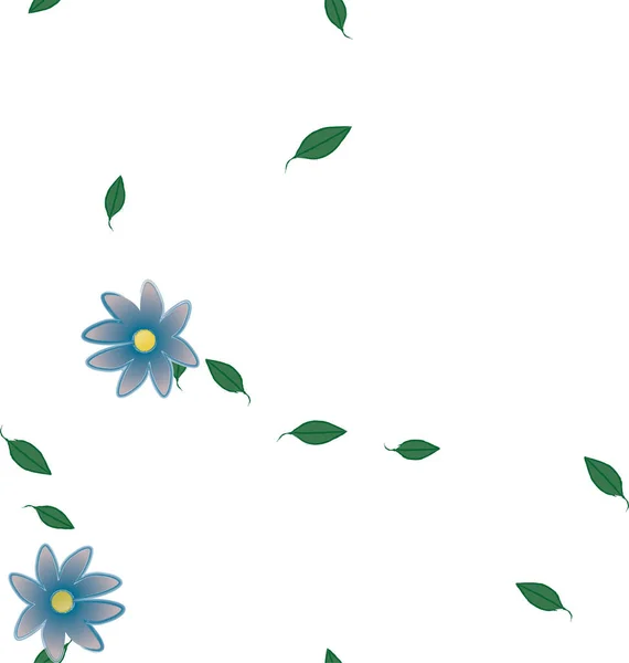 Flores Abstractas Con Hojas Verdes Fondo Sin Costuras Ilustración Vectorial — Vector de stock