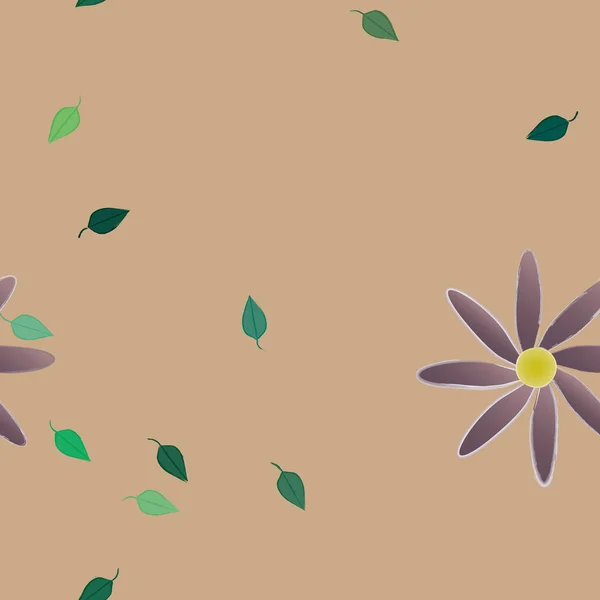 Fleurs Abstraites Avec Feuilles Vertes Fond Sans Couture Illustration Vectorielle — Image vectorielle