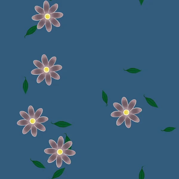 Flores Abstractas Con Hojas Verdes Fondo Sin Costuras Ilustración Vectorial — Archivo Imágenes Vectoriales