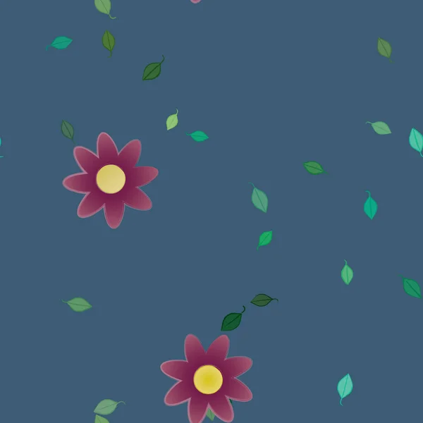 Fleurs Abstraites Avec Feuilles Vertes Fond Sans Couture Illustration Vectorielle — Image vectorielle