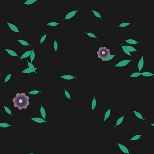 Flores Abstractas Con Hojas Verdes Fondo Sin Costuras Ilustración Vectorial — Vector de stock