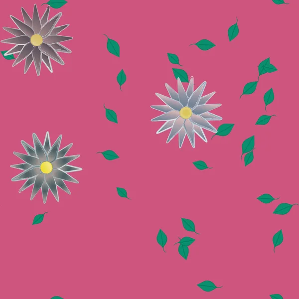 Flores Abstractas Con Hojas Verdes Fondo Sin Costuras Ilustración Vectorial — Vector de stock