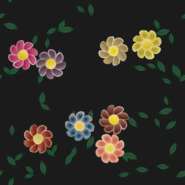 Fundo Sem Costura Floral Bonito Ilustração Vetorial —  Vetores de Stock