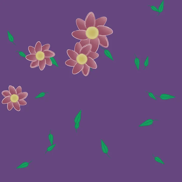 Flores Abstractas Con Hojas Verdes Fondo Sin Costuras Ilustración Vectorial — Archivo Imágenes Vectoriales