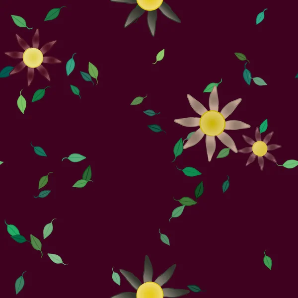 緑の葉を持つ抽象的な花をシームレスに背景に — ストックベクタ