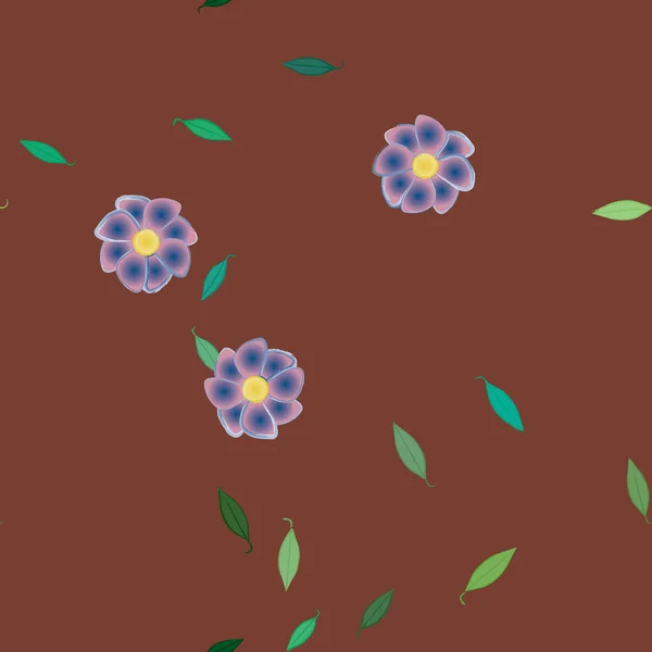 Flores Abstractas Con Hojas Verdes Fondo Sin Costuras Ilustración Vectorial — Vector de stock