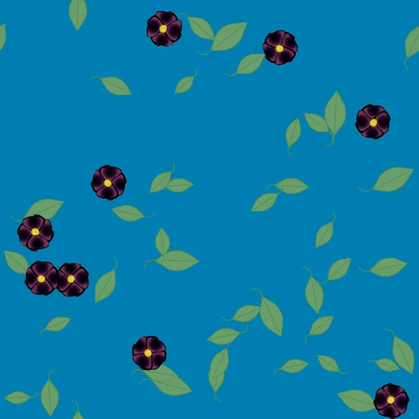 Bunga Abstrak Dengan Daun Hijau Latar Belakang Mulus Vektor Ilustrasi - Stok Vektor